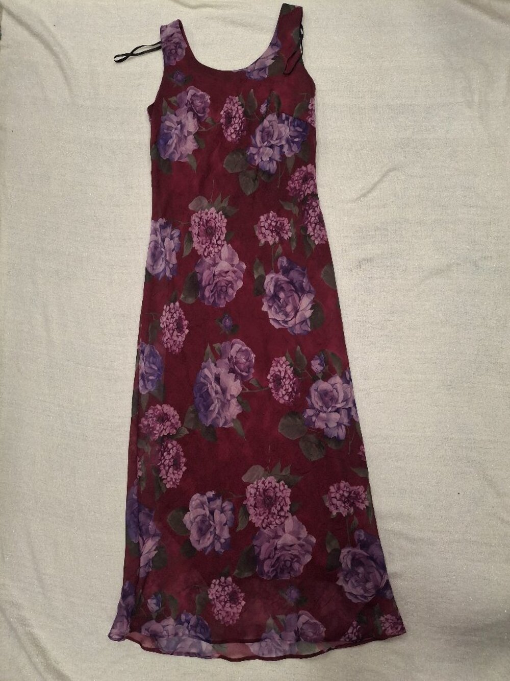 Karin Stevens Maxi Floral Burgundy Slip On Dress - Size 10
